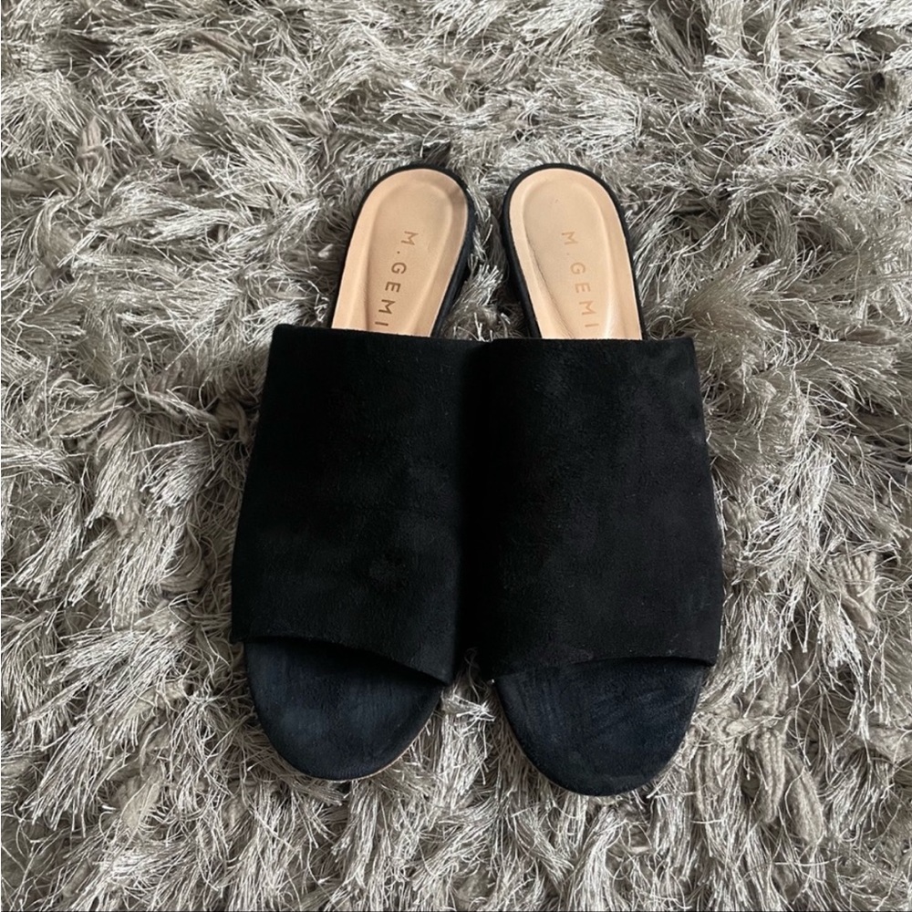 M. GEMI Black Suede Slides
